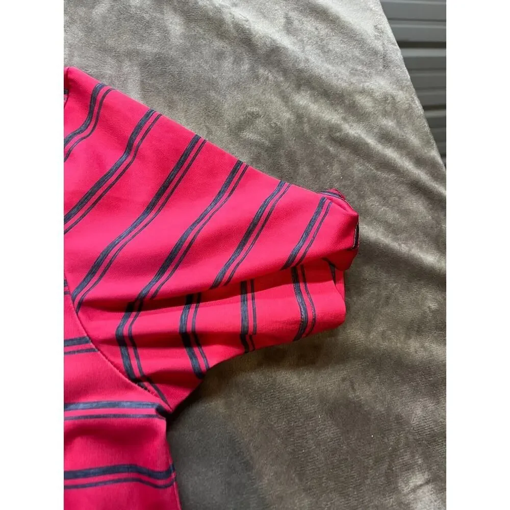 Callaway Opti-Dri Golf Red‎ black Polo Shirt Stretch Striped Size Large